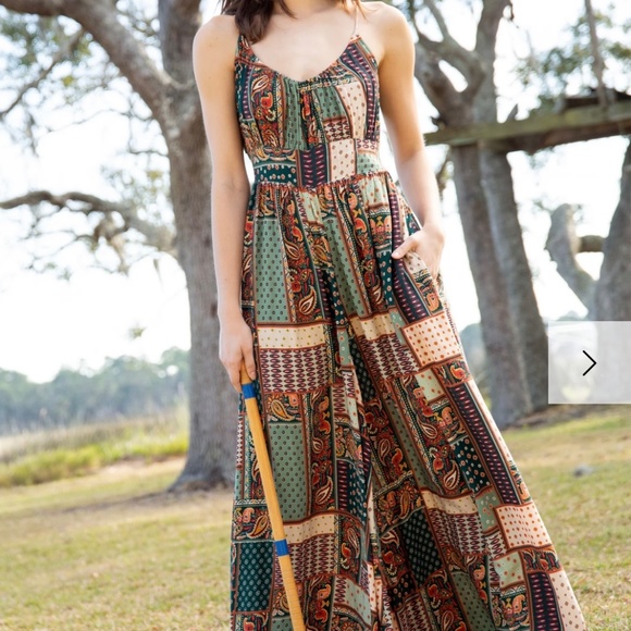 Natural Life Pants - Natural Life Paisley Patchwork Golden Eye Jumpsuit, Sz M, Never Worn